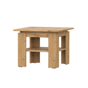 Table basse Sola - Chêne Wotan - Étagère supplémentaire - Largeur 55 cm, Hauteur 55 cm, Profondeur 43 cm