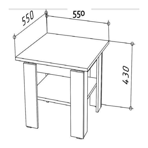 Table basse Sola - Chêne Wotan - Étagère supplémentaire - Largeur 55 cm, Hauteur 55 cm, Profondeur 43 cm – Image 3