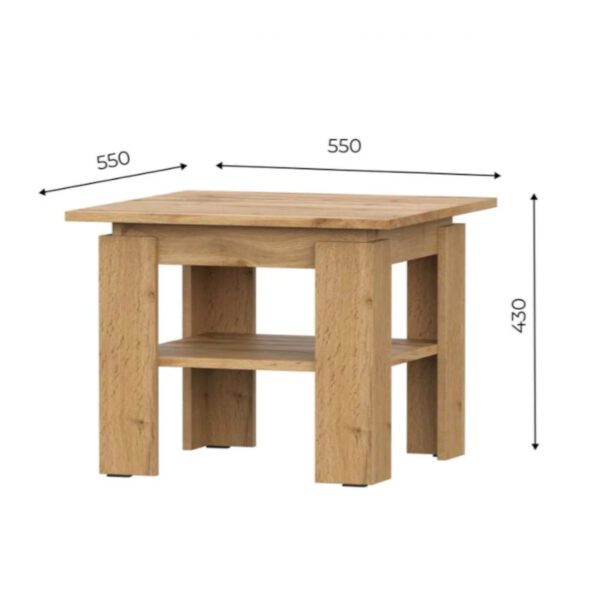 Table basse Sola - Chêne Wotan - Étagère supplémentaire - Largeur 55 cm, Hauteur 55 cm, Profondeur 43 cm – Image 4