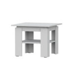 Table basse, Table de café Sola - Blanc - Étagère supplémentaire - Largeur 55 cm, Hauteur 55 cm, Profondeur 43 cm