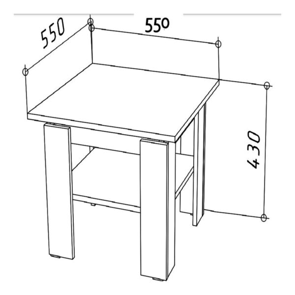 Table basse, Table de café Sola - Blanc - Étagère supplémentaire - Largeur 55 cm, Hauteur 55 cm, Profondeur 43 cm – Image 3