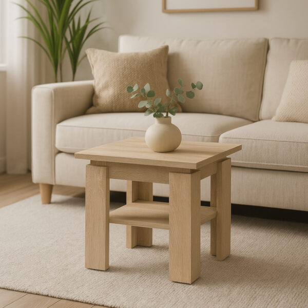 Table basse Sola - Chêne Sonoma - Étagère supplémentaire - Largeur 55 cm, Hauteur 55 cm, Profondeur 43 cm – Image 2