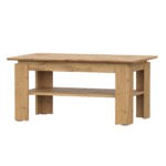 Table basse Sola - Chêne Wotan - Étagère supplémentaire - Largeur 90 cm, Hauteur 55 cm, Profondeur 43 cm