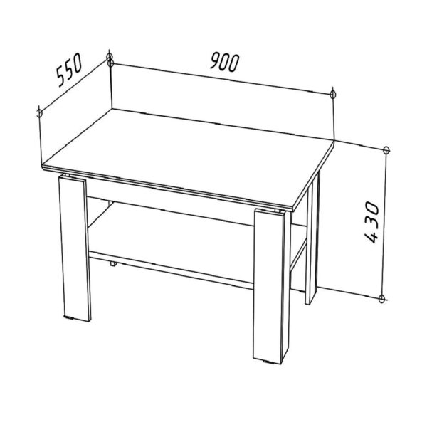 Table basse Sola - Chêne Wotan - Étagère supplémentaire - Largeur 90 cm, Hauteur 55 cm, Profondeur 43 cm – Image 2