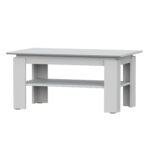 Table basse Sola - Blanc - Étagère supplémentaire - Largeur 90 cm, Hauteur 55 cm, Profondeur 43 cm