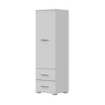 Armoire FAUSKE - 2 tiroirs - Blanc - Largeur 40 cm, Hauteur 130 cm, Profondeur 36 cm