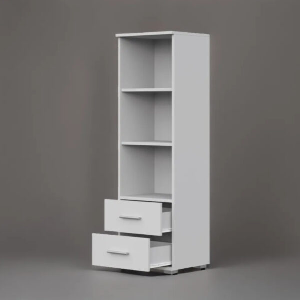 Armoire FAUSKE - 2 tiroirs - Blanc - Largeur 40 cm, Hauteur 130 cm, Profondeur 36 cm – Image 4