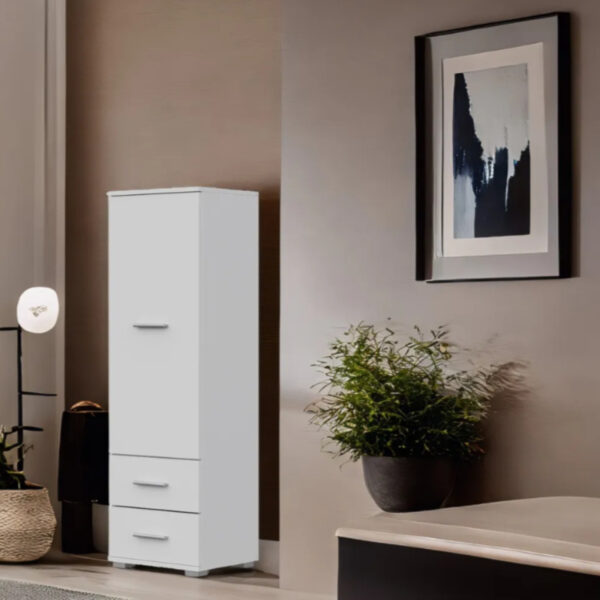 Armoire FAUSKE - 2 tiroirs - Blanc - Largeur 40 cm, Hauteur 130 cm, Profondeur 36 cm – Image 8
