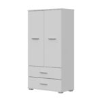 Armoire FAUSKE - 2 Tiroirs - Blanc - Largeur 69 cm, Hauteur 130 cm, Profondeur 36 cm