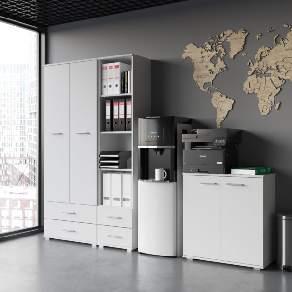 Armoire FAUSKE - 2 Tiroirs - Blanc - Largeur 69 cm, Hauteur 130 cm, Profondeur 36 cm – Image 5