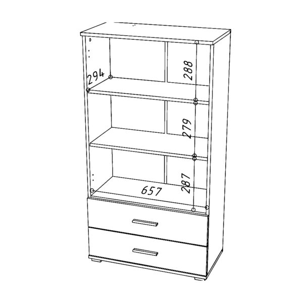Armoire FAUSKE - 2 Tiroirs - Blanc - Largeur 69 cm, Hauteur 130 cm, Profondeur 36 cm – Image 9