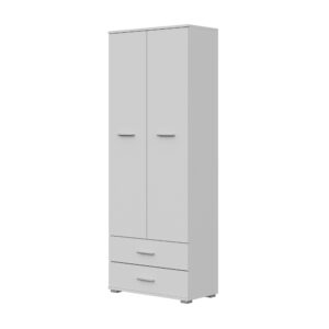 Armoire FAUSKE - 2 Tiroirs - Blanc - Largeur 69 cm, Hauteur 180 cm, Profondeur 36 cm