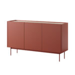 Commode Kelowna K144 - Rouge, Chene - Largeur 144 cm, Hauteur 83 cm, Profondeur 37 cm
