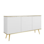 Commode Banff K160 - Blanche - Pieds dorés - Largeur 160 cm, Hauteur 85 cm, Profondeur 39 cm
