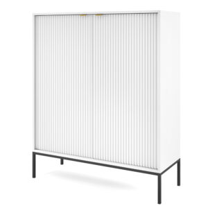 Commode NANAIMO K104 - Blanc - Poignées dorées - Largeur 104 cm, Hauteur 125 cm, Profondeur 39 cm