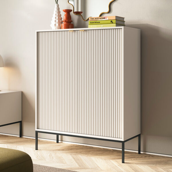 Commode NANAIMO K104 - Cachemire - Poignées dorées - Largeur 104 cm, Hauteur 125 cm, Profondeur 39 cm – Image 2