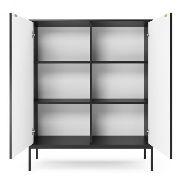 Commode NANAIMO K104 - Noir - Poignées dorées - Largeur 104 cm, Hauteur 125 cm, Profondeur 39 cm – Image 4