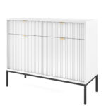 Commode NANAIMO KSZ104 - Blanc - Poignées dorées - 2 tiroirs - Largeur 104 cm, Hauteur 83 cm, Profondeur 39 cm