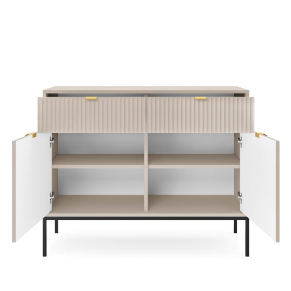 Commode NANAIMO KSZ104 - Cachemire - Poignées dorées - 2 tiroirs - Largeur 104 cm, Hauteur 83 cm, Profondeur 39 cm – Image 4