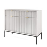 Commode NANAIMO KSZ104 - Grise - Poignées dorées - 2 tiroirs - Largeur 104 cm, Hauteur 83 cm, Profondeur 39 cm