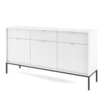 Commode NANAIMO KSZ154 - Blanc - Poignées dorées - 3 tiroirs - Largeur 154 cm, Hauteur 83 cm, Profondeur 39 cm