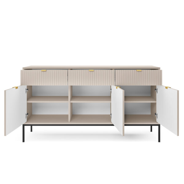 Commode NANAIMO KSZ154 - Cachemire - Poignées dorées - 3 tiroirs - Largeur 154 cm, Hauteur 83 cm, Profondeur 39 cm – Image 4