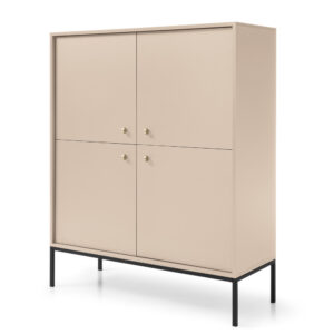 Commode MONCTON MK104 - Beige - Poignées métalliques - Largeur 104 cm, Hauteur 125 cm, Profondeur 39 cm