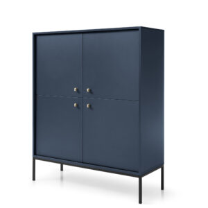 Commode MONCTON MK104 - Bleu foncé - Poignées métalliques - Largeur 104 cm, Hauteur 125 cm, Profondeur 39 cm