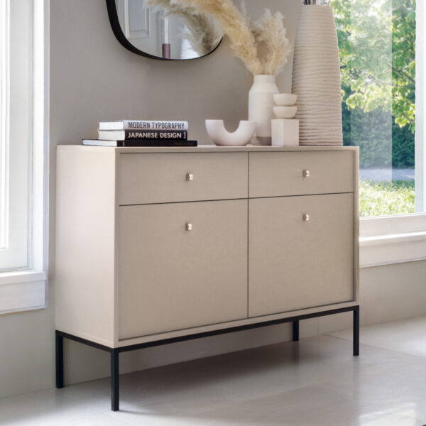 Commode MONCTON MKSZ104 - Beige - 2 tiroirs - Largeur 104 cm, Hauteur 83 cm, Profondeur 39 cm – Image 2