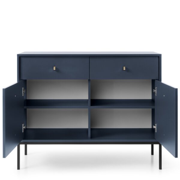 Commode MONCTON MKSZ104 - Bleu foncé - Poignées métalliques - 2 tiroirs - Largeur 104 cm, Hauteur 83 cm, Profondeur 39 cm – Image 4