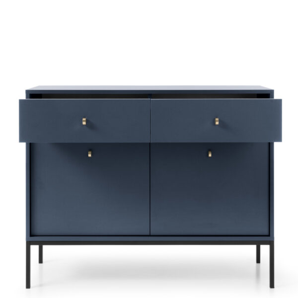 Commode MONCTON MKSZ104 - Bleu foncé - Poignées métalliques - 2 tiroirs - Largeur 104 cm, Hauteur 83 cm, Profondeur 39 cm – Image 8