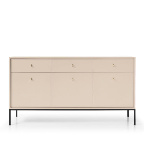 Commode MONCTON MKSZ154 - Beige - Poignées métalliques - 3 tiroirs - Largeur 154 cm, Hauteur 83 cm, Profondeur 39 cm – Image 7