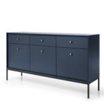 Commode MONCTON MKSZ154 - Bleu marine - Poignées métalliques - 3 tiroirs - Largeur 154 cm, Hauteur 83 cm, Profondeur 39 cm