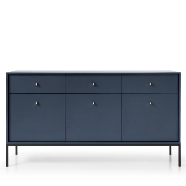Commode MONCTON MKSZ154 - Bleu marine - Poignées métalliques - 3 tiroirs - Largeur 154 cm, Hauteur 83 cm, Profondeur 39 cm – Image 7