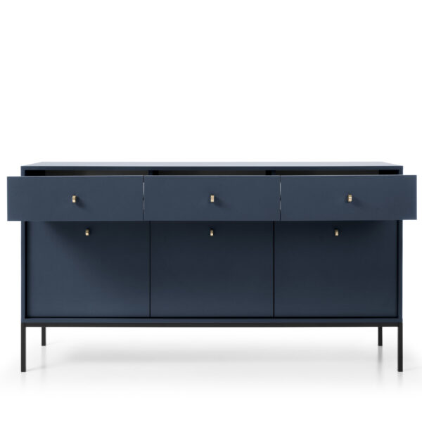 Commode MONCTON MKSZ154 - Bleu marine - Poignées métalliques - 3 tiroirs - Largeur 154 cm, Hauteur 83 cm, Profondeur 39 cm – Image 8