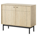 Commode DIEPPE - Chene - Poignées métalliques - Pieds en bois - Largeur 104 cm, Hauteur 83 cm, Profondeur 39 cm