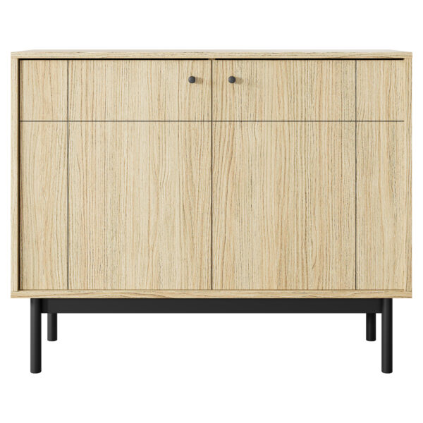 Commode DIEPPE - Chene - Poignées métalliques - Pieds en bois - Largeur 104 cm, Hauteur 83 cm, Profondeur 39 cm – Image 7