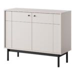 Commode DIEPPE - Cachemire - Poignées métalliques - Pieds en bois - Largeur 104 cm, Hauteur 83 cm, Profondeur 39 cm