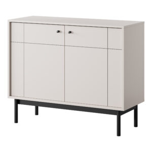 Commode DIEPPE - Cachemire - Poignées métalliques - Pieds en bois - Largeur 104 cm, Hauteur 83 cm, Profondeur 39 cm