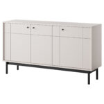 Commode DIEPPE - Cachemire - Poignées métalliques - Pieds en bois - Largeur 154 cm, Hauteur 83 cm, Profondeur 39 cm