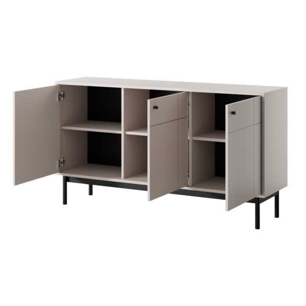 Commode DIEPPE - Cachemire - Poignées métalliques - Pieds en bois - Largeur 154 cm, Hauteur 83 cm, Profondeur 39 cm – Image 4