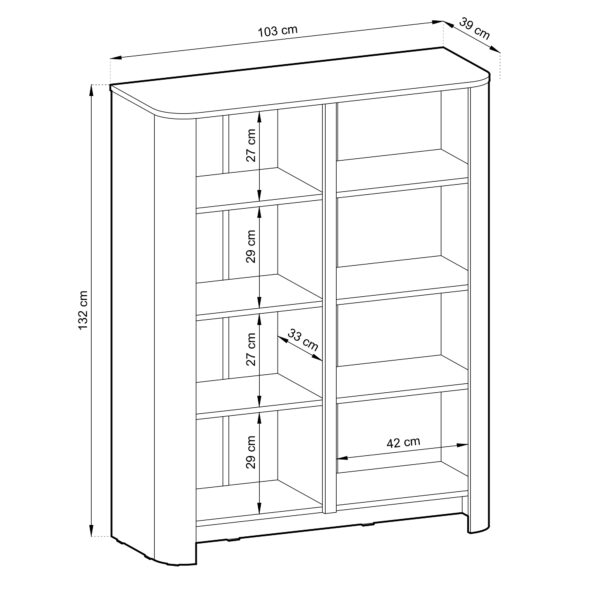 Commode AMOS K103 - Chene - Arrondie - Fermeture silencieuse - Largeur 103 cm, Hauteur 132 cm, Profondeur 39 cm – Image 3