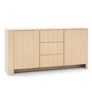 Commode AMOS KSZ168 - Chene - Arrondie - Fermeture douce - Tiroirs - Largeur 103 cm, Hauteur 132 cm, Profondeur 39 cm