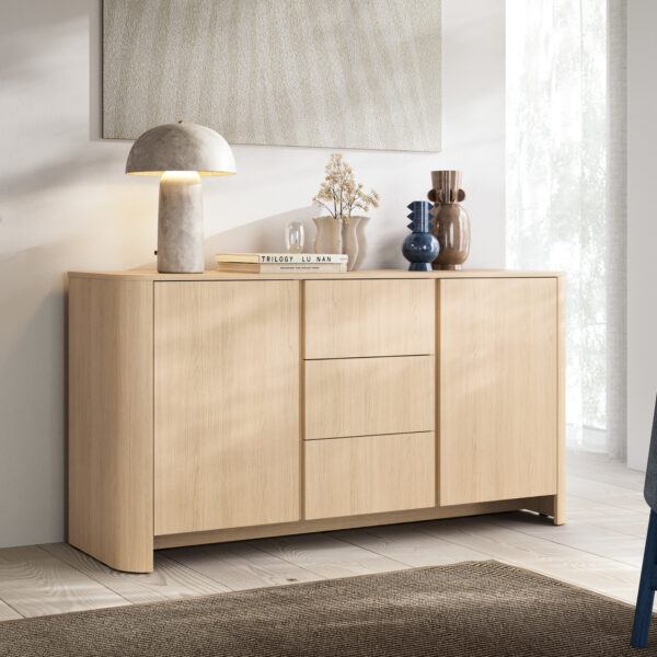 Commode AMOS KSZ168 - Chene - Arrondie - Fermeture douce - Tiroirs - Largeur 103 cm, Hauteur 132 cm, Profondeur 39 cm – Image 2