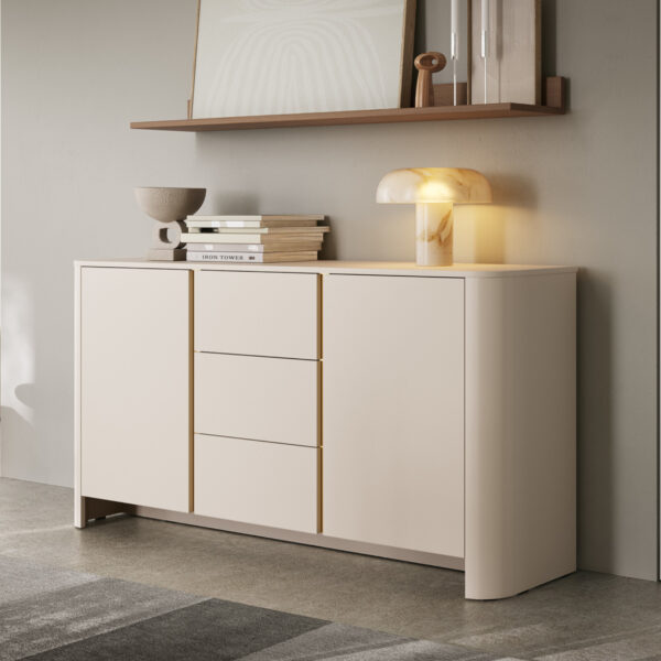 Commode AMOS KSZ168 - Cachemire - Arrondie - Fermeture douce - Tiroirs - Largeur 103 cm, Hauteur 132 cm, Profondeur 39 cm – Image 2