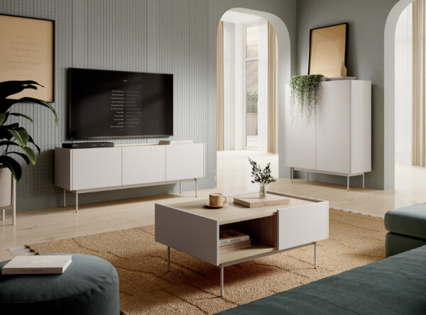 Commode Kelowna KD97 - Cachemire, Chene - Largeur 97 cm, Hauteur 122 cm, Profondeur 37 cm – Image 5