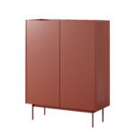 Commode Kelowna KD97 - Rouge, Chene - Largeur 97 cm, Hauteur 122 cm, Profondeur 37 cm
