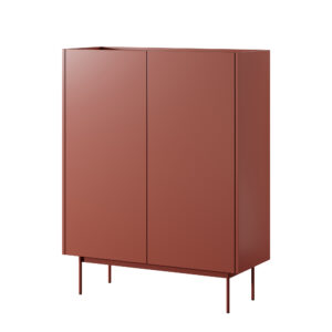 Commode Kelowna KD97 - Rouge, Chene - Largeur 97 cm, Hauteur 122 cm, Profondeur 37 cm