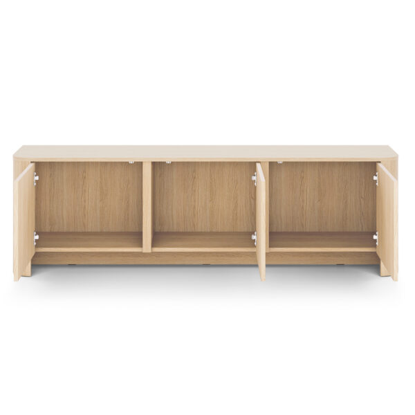 Meuble TV AMOS - Chene - Arrondi - Fermeture silencieuse - Largeur 168 cm, Hauteur 52 cm, Profondeur 39 cm – Image 4