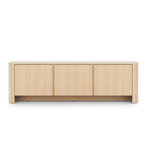 Meuble TV AMOS - Chene - Arrondi - Fermeture silencieuse - Largeur 168 cm, Hauteur 52 cm, Profondeur 39 cm – Image 7